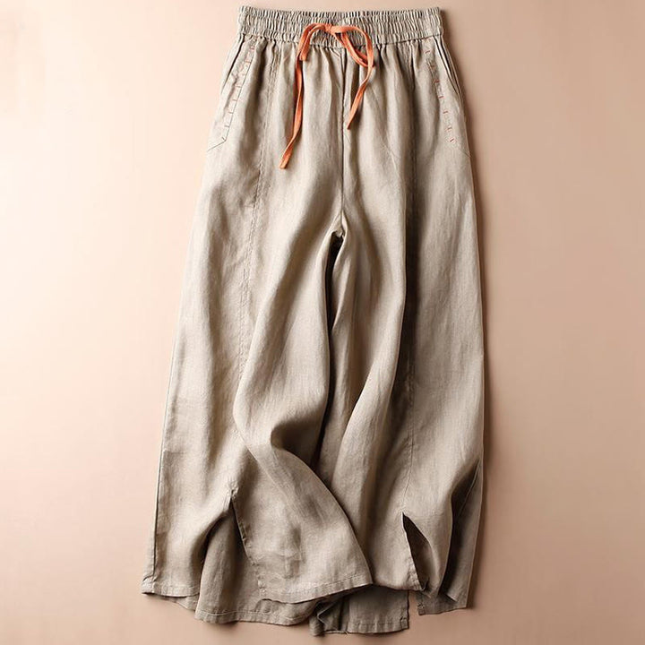 Buddha Stones Lässige Baumwollhose mit Schlitz am Saum, Damen, Länge 7–8, weites Bein, mit Taschen - BurlyWood - US 8-10, UK/AU 12-14, EU 40-42 (2XL) - image 7