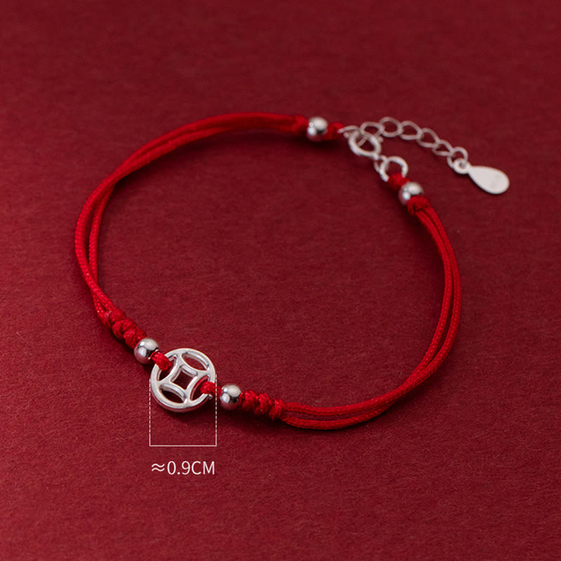 Buddha Stones 925 Sterling Silber Hohlkupfermünze Glücksschnur Armband - image 9