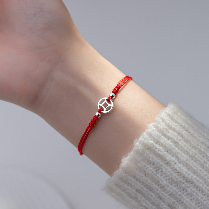 Buddha Stones 925 Sterling Silber Hohlkupfermünze Glücksschnur Armband - image 9