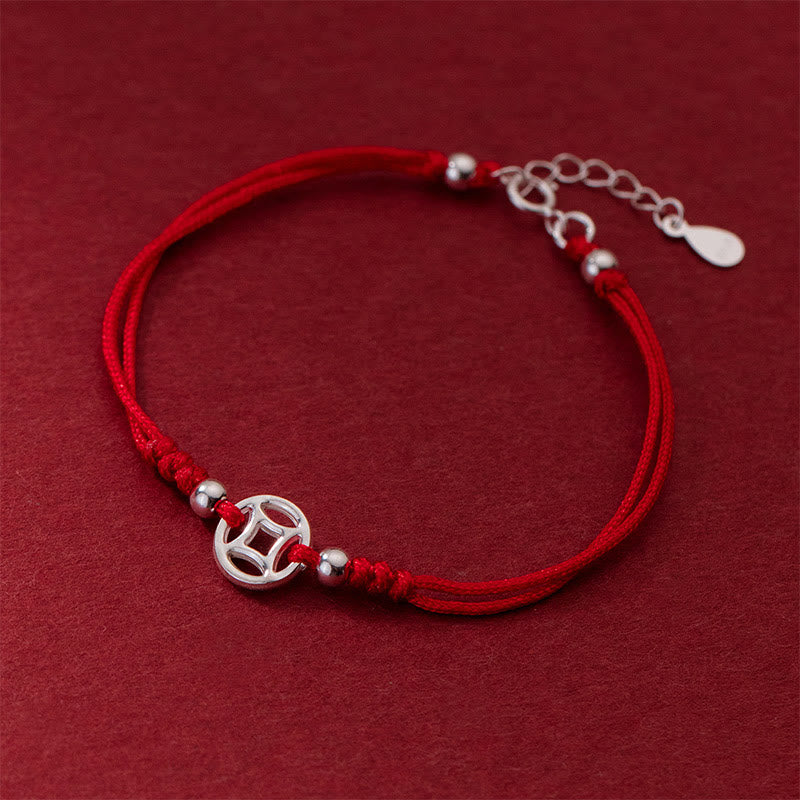 Buddha Stones 925 Sterling Silber Hohlkupfermünze Glücksschnur Armband - image 3