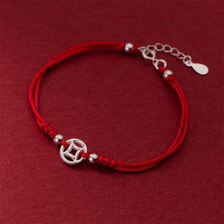 Buddha Stones 925 Sterling Silber Hohlkupfermünze Glücksschnur Armband - image 3