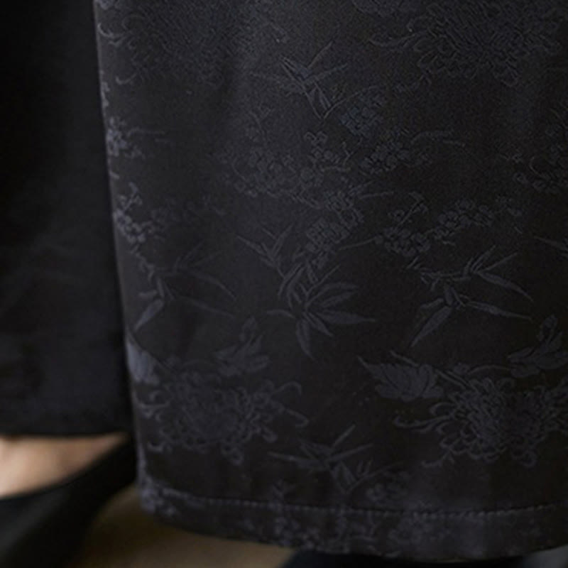 Buddha Stones Lässige Jacquard-Schnürhose aus Baumwolle für Damen mit weitem Bein und Taschen - image 19