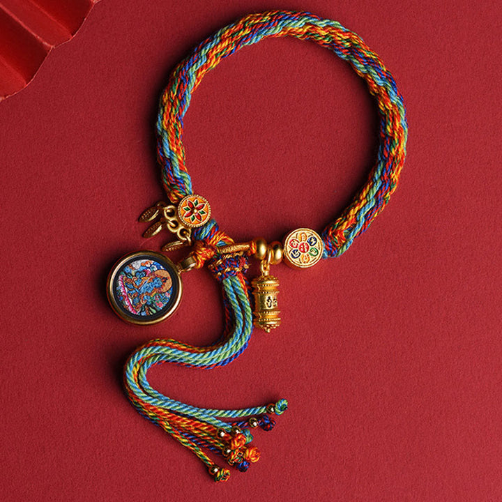 Buddha Stones Thangka Tibetisches Chinesisches Sternzeichen Zakiram Buntes Seil Verbindungsschnur Armband - Pferd - image 2