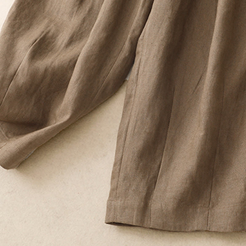 Buddha Stones Sommer-Haremshose aus Baumwolle und Leinen für Damen mit Taschen - image 3