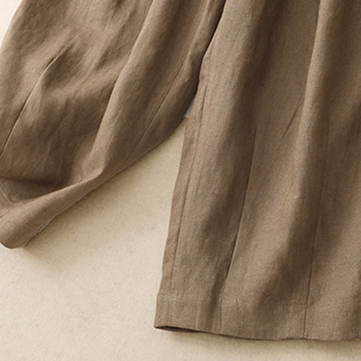 Buddha Stones Sommer-Haremshose aus Baumwolle und Leinen für Damen mit Taschen - image 3