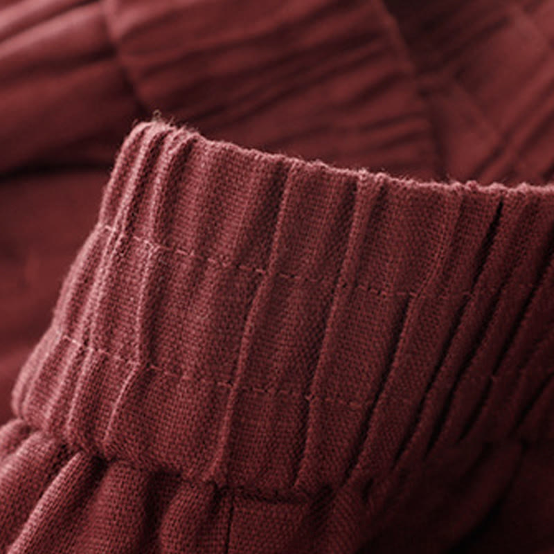 Buddha Stones Sommer-Haremshose aus Baumwolle und Leinen für Damen mit Taschen - image 6