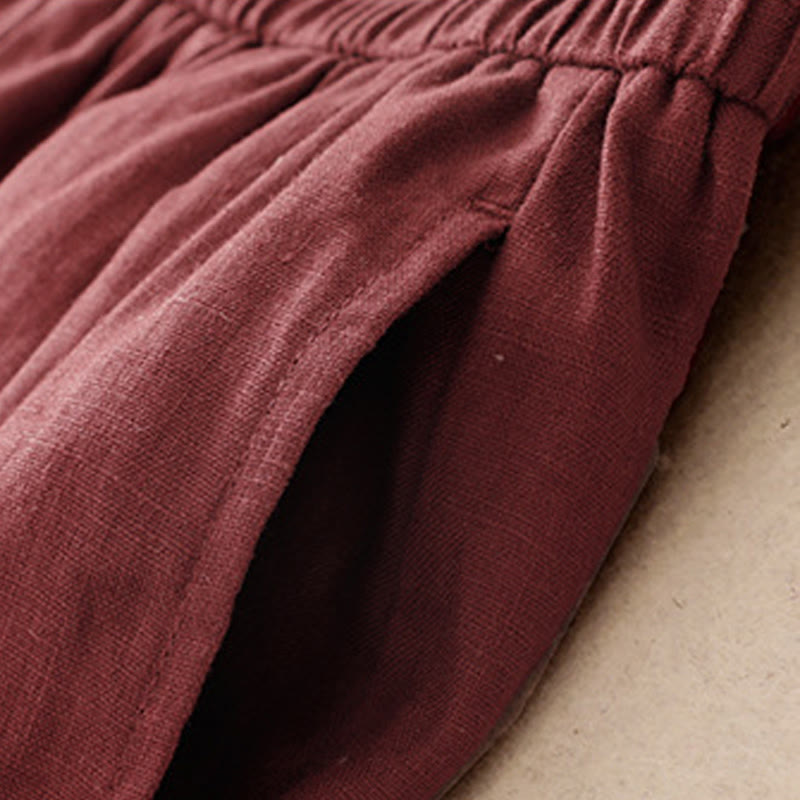 Buddha Stones Sommer-Haremshose aus Baumwolle und Leinen für Damen mit Taschen - image 9