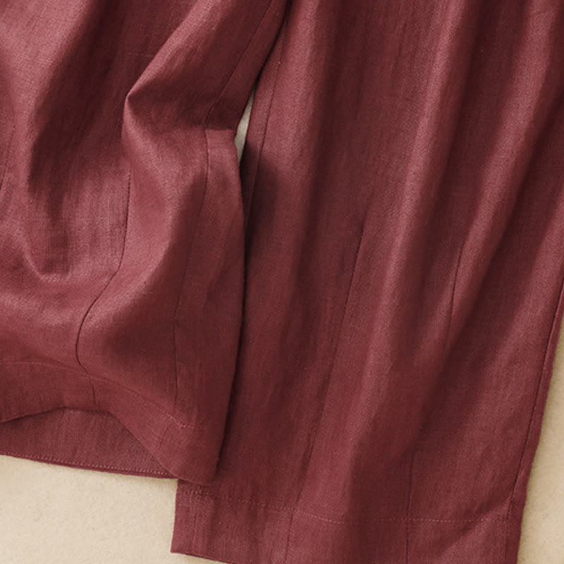 Buddha Stones Sommer-Haremshose aus Baumwolle und Leinen für Damen mit Taschen - image 7