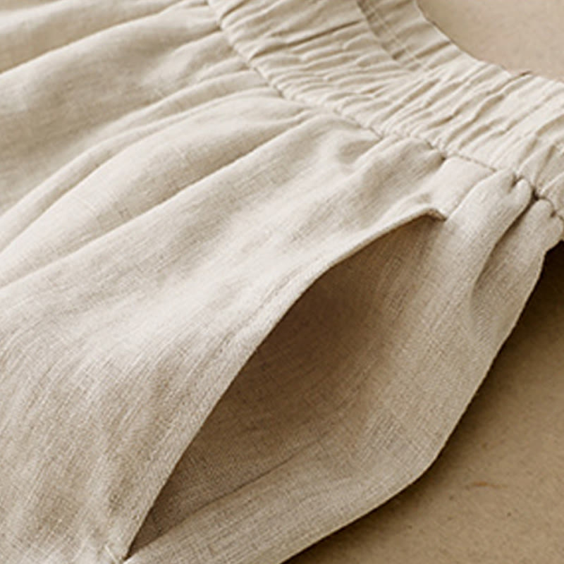 Buddha Stones Sommer-Haremshose aus Baumwolle und Leinen für Damen mit Taschen - image 14