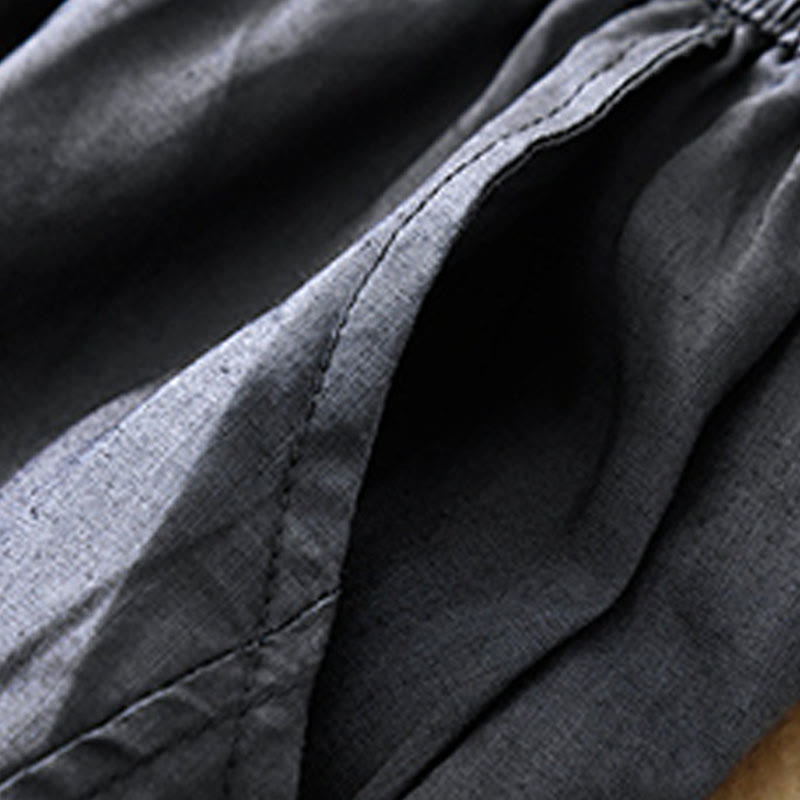 Buddha Stones Lässige, schlichte, kurze Hose für Damen, Haremshose aus Baumwolle und Leinen mit Taschen - image 1