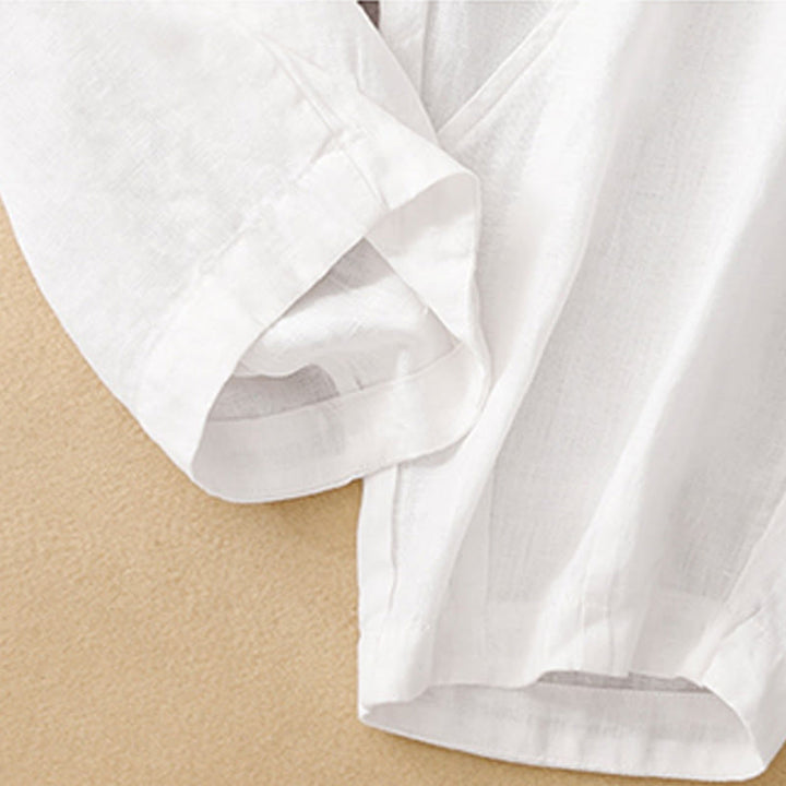 Buddha Stones Lässige, schlichte, kurze Hose für Damen, Haremshose aus Baumwolle und Leinen mit Taschen - image 8