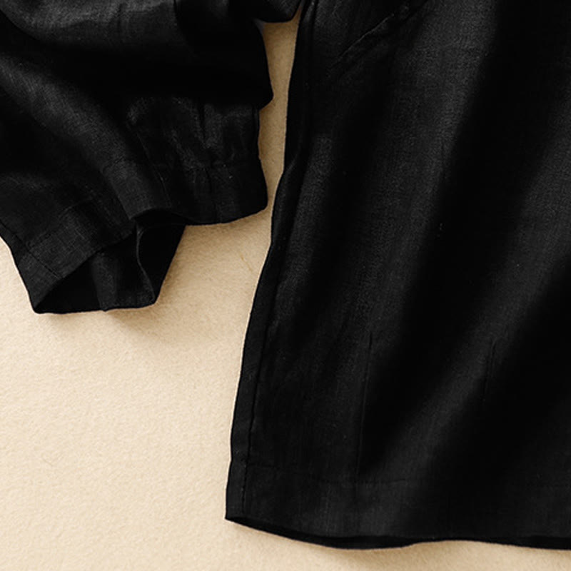 Buddha Stones Lässige, schlichte, knöchellange Leinenhose für Damen mit Taschen - image 13