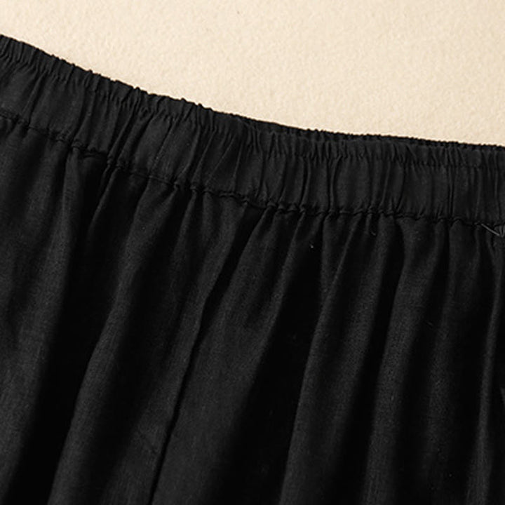 Buddha Stones Lässige, schlichte, knöchellange Leinenhose für Damen mit Taschen - image 14