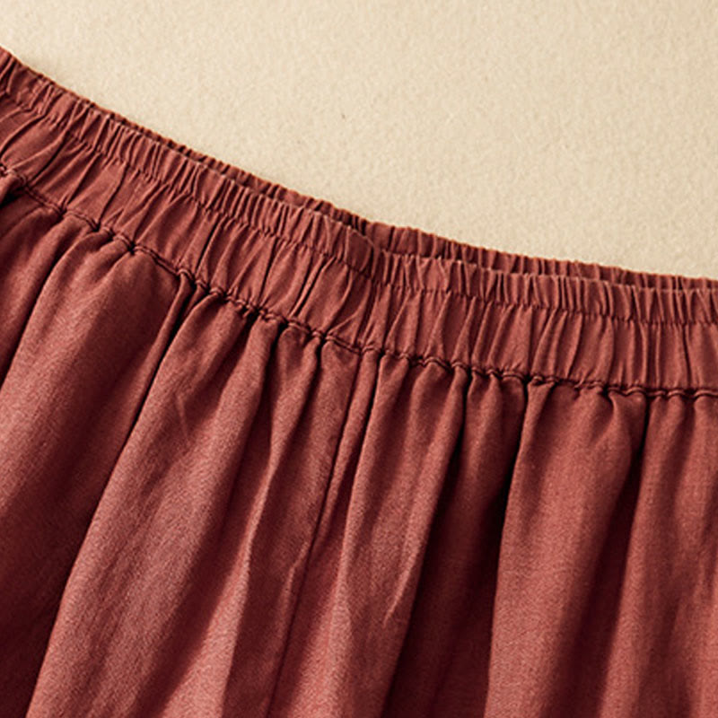 Buddha Stones Lässige, schlichte, kurze Hose für Damen, Haremshose aus Baumwolle und Leinen mit Taschen - image 19