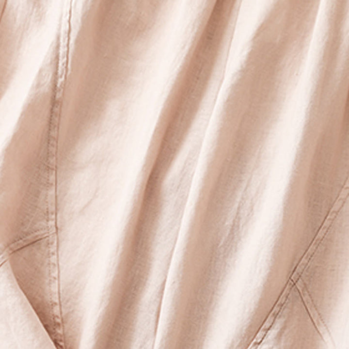 Buddha Stones Lässige, schlichte, kurze Hose für Damen, Haremshose aus Baumwolle und Leinen mit Taschen - image 26
