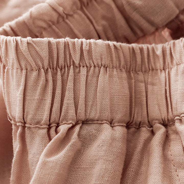 Buddha Stones Lässige, schlichte, kurze Hose für Damen, Haremshose aus Baumwolle und Leinen mit Taschen - image 29