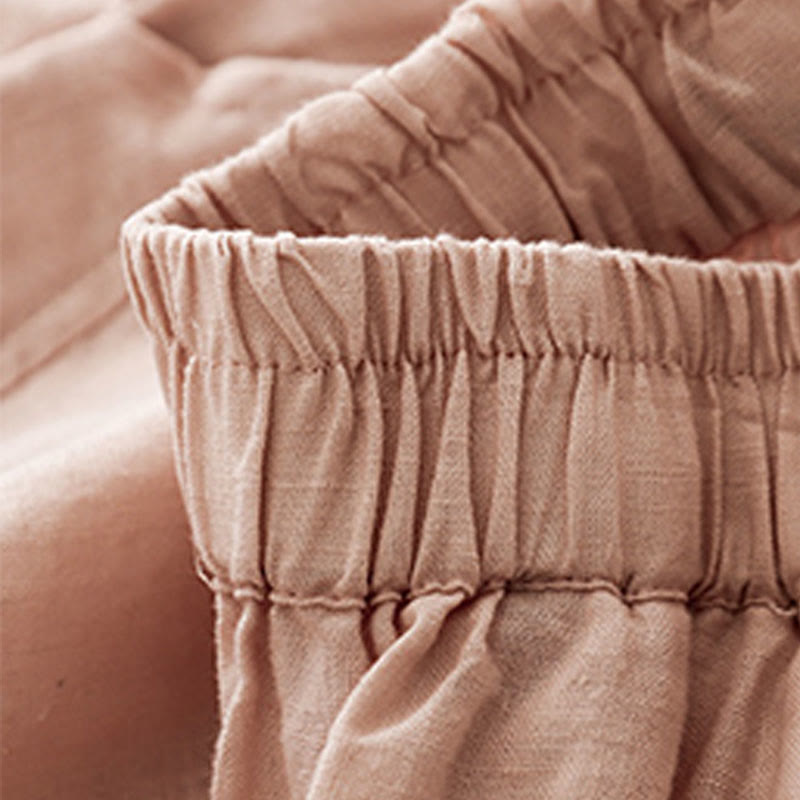 Buddha Stones Lässige, schlichte, knöchellange Leinenhose für Damen mit Taschen - image 23