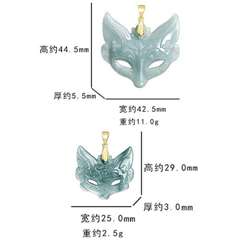 Buddha Stones Fuchsmaske Jade Titan Stahl Halskette Glücksanhänger - image 12