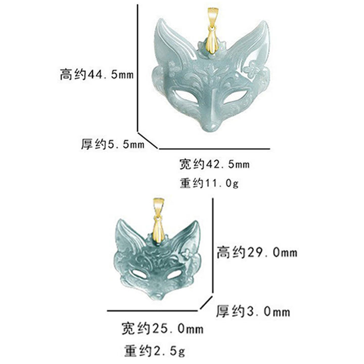 Buddha Stones Fuchsmaske Jade Titan Stahl Halskette Glücksanhänger - image 12