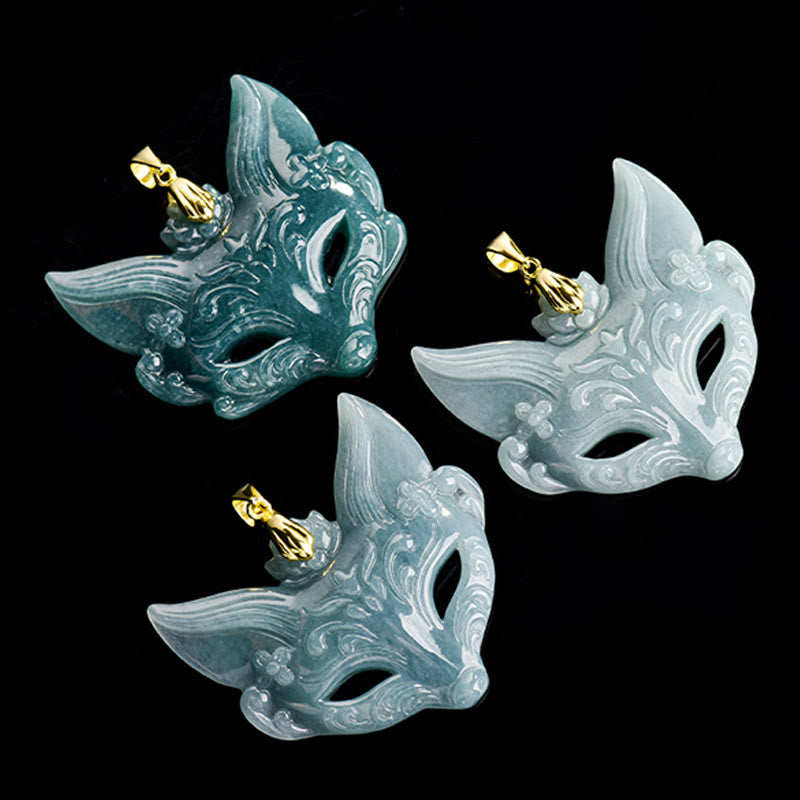 Buddha Stones Fuchsmaske Jade Titan Stahl Halskette Glücksanhänger - image 11