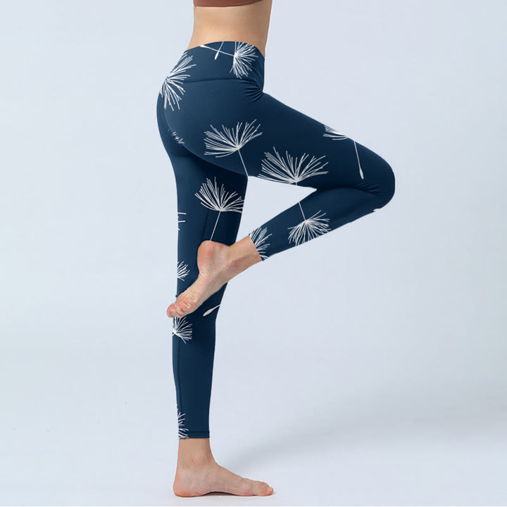 Buddha Stones Weiße Löwenzahn Print Gym Leggings Damen Yoga Hose - image 3