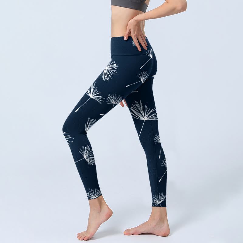 Buddha Stones Weiße Löwenzahn Print Gym Leggings Damen Yoga Hose - image 3