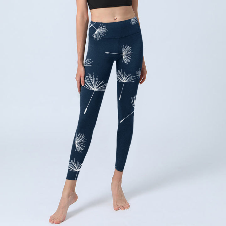 Buddha Stones Weiße Löwenzahn Print Gym Leggings Damen Yoga Hose - image 5