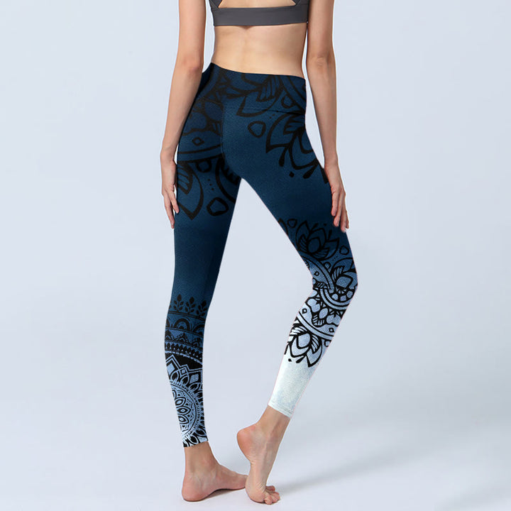 Buddha Stones Circular Mandala Flower Print Gym Leggings Damen Yogahose - image 5