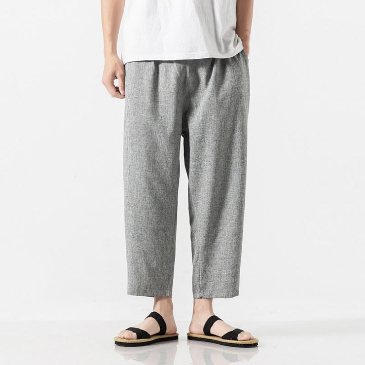 Buddha Stones Sommerhose aus Baumwollleinen für Herren, Länge 7–8, einfarbig, mit Taschen - Hellgrau - US/ UK/AU46，EU56 (5XL) - image 25