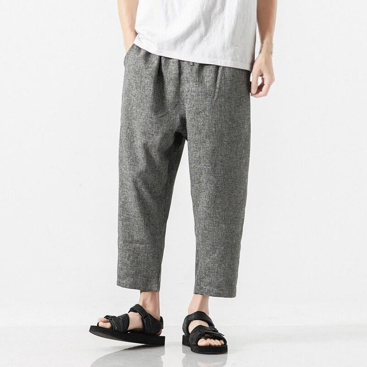 Buddha Stones Sommerhose aus Baumwollleinen für Herren, Länge 7–8, einfarbig, mit Taschen - Dunkelgrau - US/ UK/AU46，EU56 (5XL) - image 18