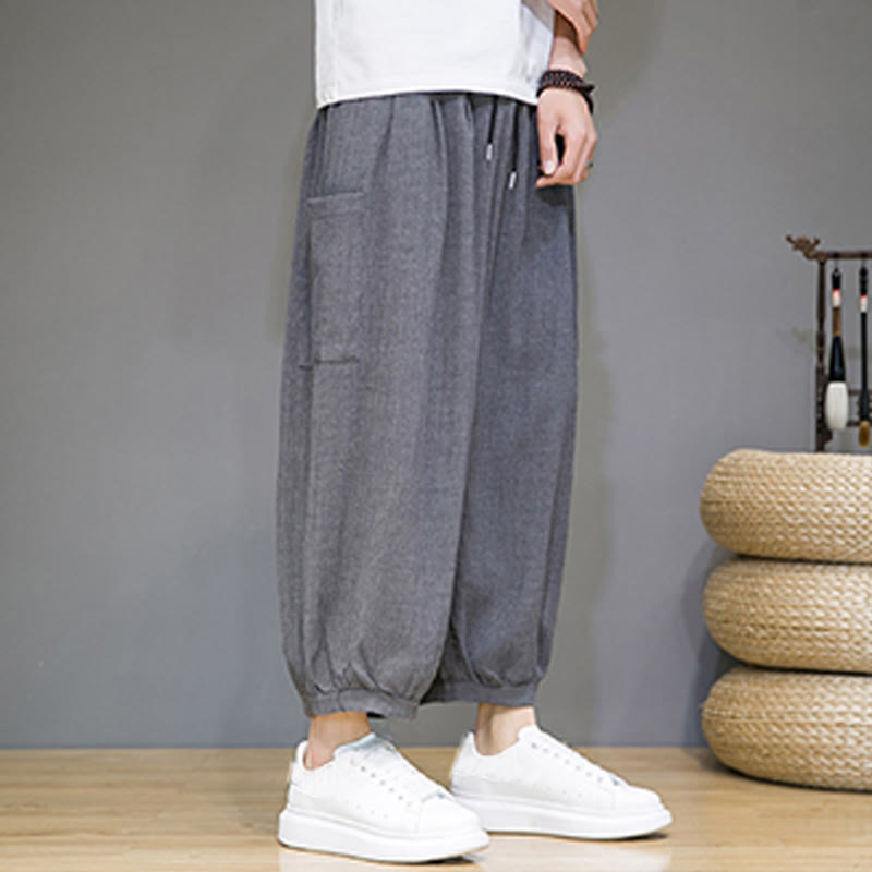Buddha Stones Lässige 7-8 Länge Cropped Herren Haremshose mit Seitentaschen - image 19