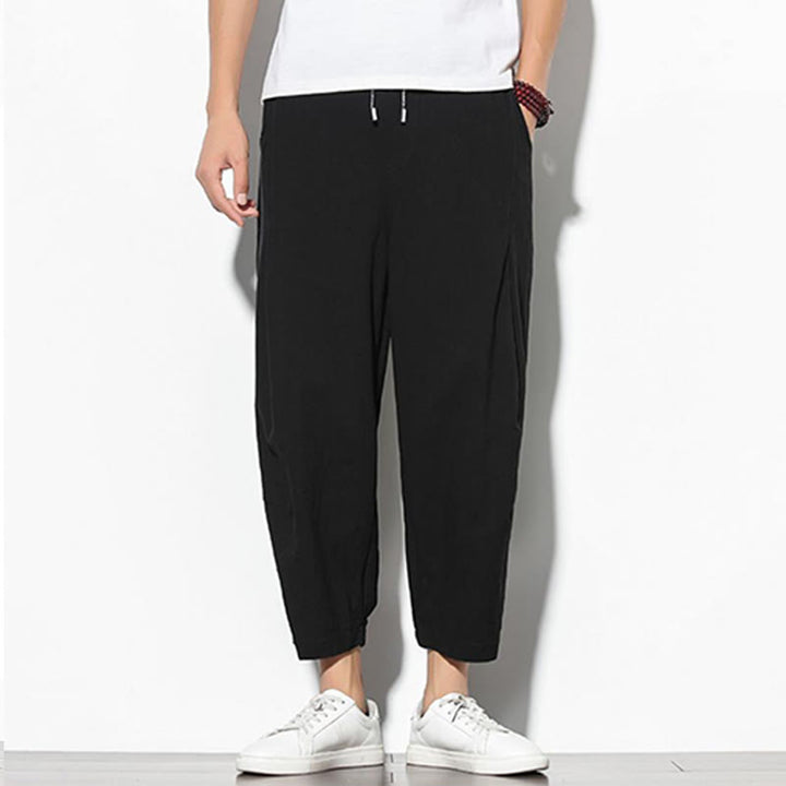 Buddha Stones Sommer Herren 7-8 Länge Baumwolle Leinen Karottenhose mit Taschen - image 16