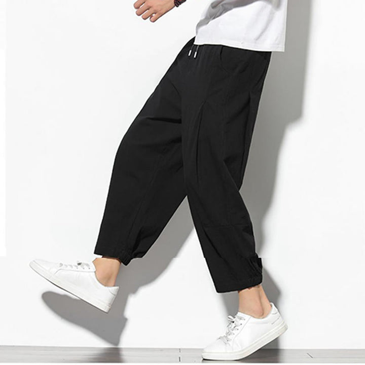 Buddha Stones Sommer Herren 7-8 Länge Baumwolle Leinen Karottenhose mit Taschen - image 21