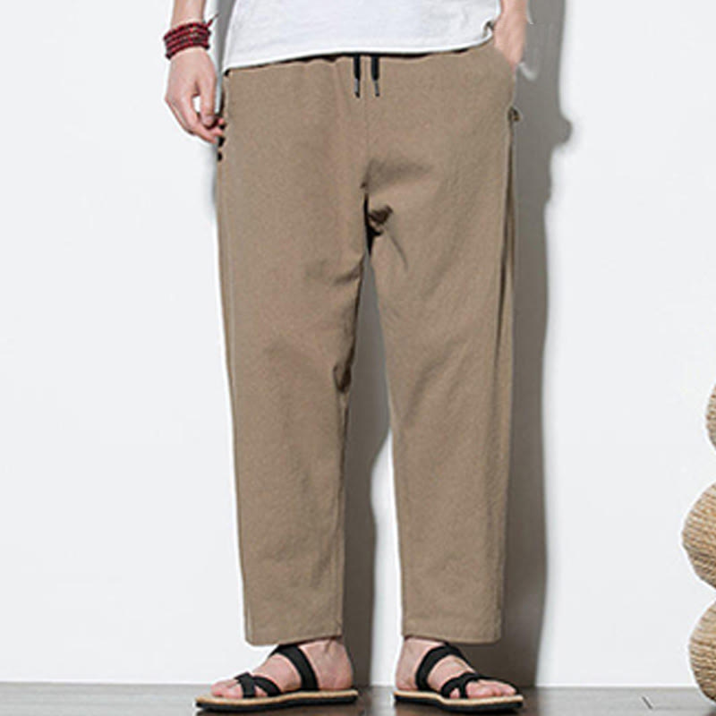 Buddha Stones Sommer-Herrenhose aus Baumwollleinen mit seitlichem Froschknopf-Design und Taschen - image 15
