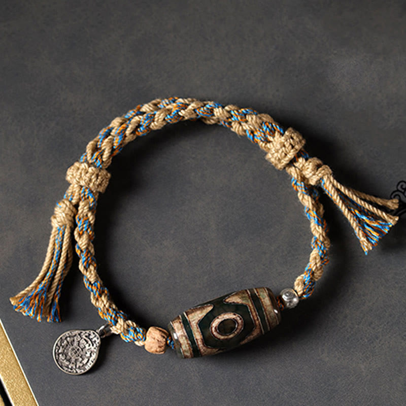 Buddha Stones Handgefertigtes tibetisches Dzi-Perlen-Armband zum Schutz des Reichtums, geflochtene Schnur - image 3