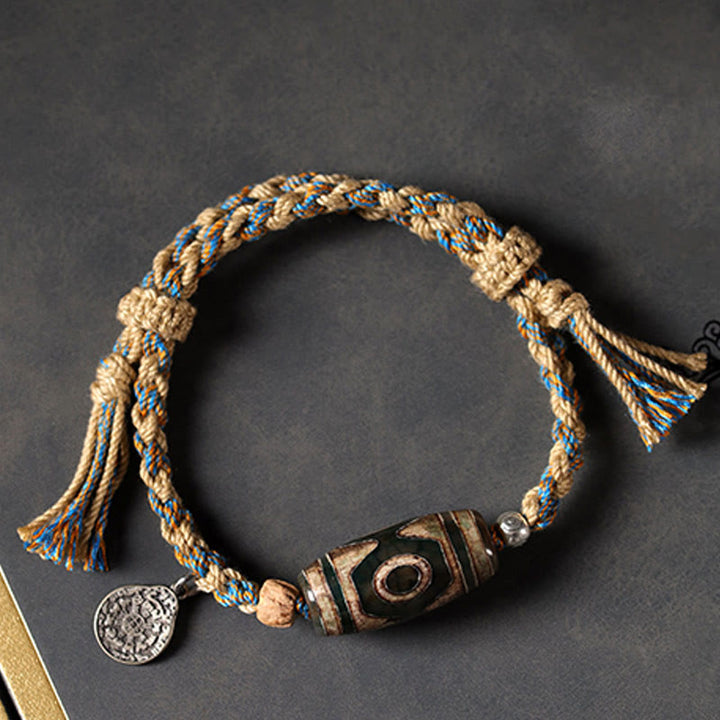 Buddha Stones Handgefertigtes tibetisches Dzi-Perlen-Armband zum Schutz des Reichtums, geflochtene Schnur - image 3