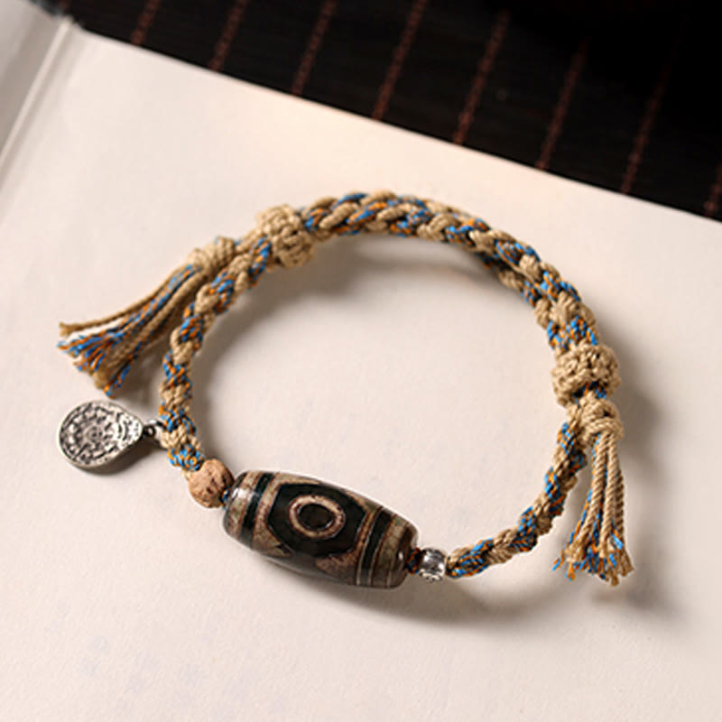 Buddha Stones Handgefertigtes tibetisches Dzi-Perlen-Armband zum Schutz des Reichtums, geflochtene Schnur - image 2