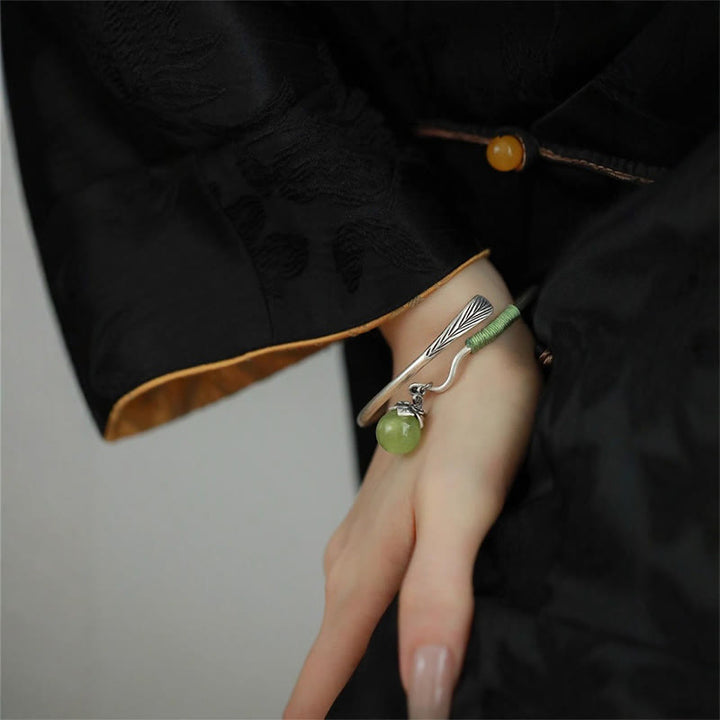 Buddha Stones Kupfer Legierung Grün Perle Charme Glück Manschette Armband Armreif - image 14