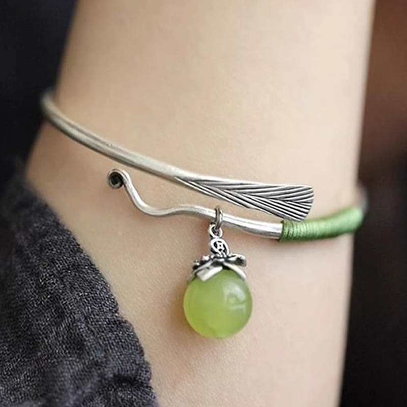Buddha Stones Kupfer Legierung Grün Perle Charme Glück Manschette Armband Armreif - image 12