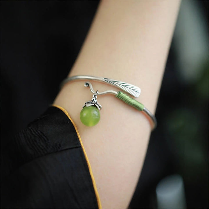 Buddha Stones Kupfer Legierung Grün Perle Charme Glück Manschette Armband Armreif - image 13
