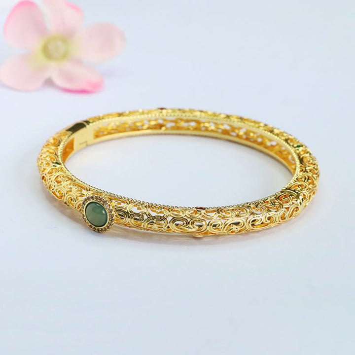 Buddha Stones Wolkenmuster Jade Kupfer Glücksarmband Armreif 2,36 Zoll (60 mm) - image 13