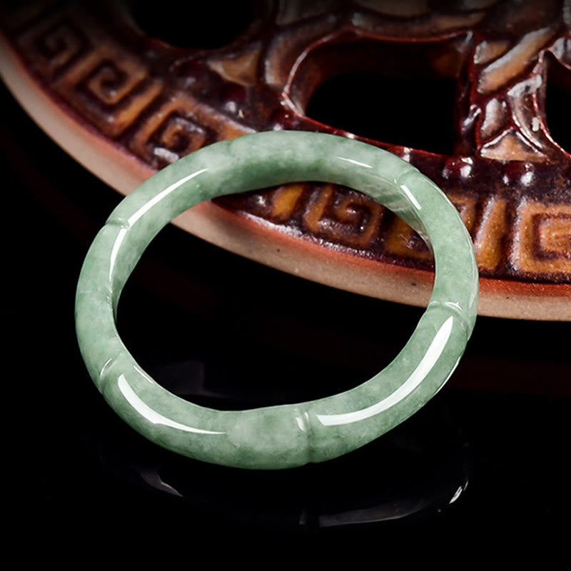 Buddha Stones Ring mit natürlichem Bambus-Design und Jade-Fülle - image 4