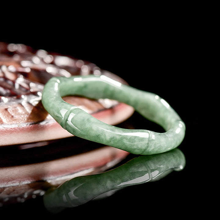 Buddha Stones Ring mit natürlichem Bambus-Design und Jade-Fülle - image 3
