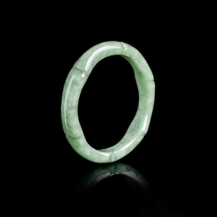 Buddha Stones Ring mit natürlichem Bambus-Design und Jade-Fülle - 22 mm - image 1