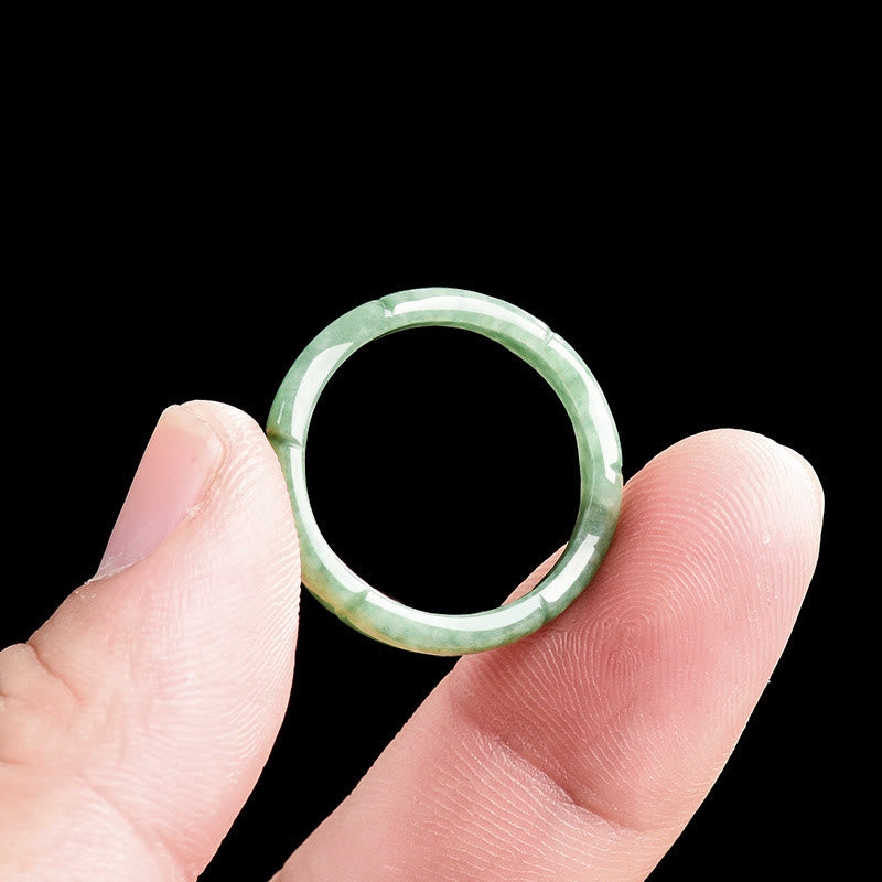 Buddha Stones Ring mit natürlichem Bambus-Design und Jade-Fülle - image 5