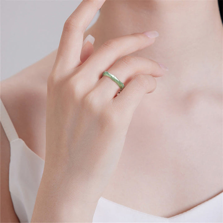 Buddha Stones Ring mit natürlichem Bambus-Design und Jade-Fülle - image 8