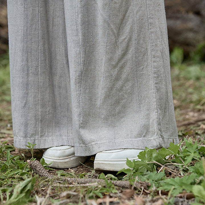 Buddha Stones Lässige Tie-Dye-Leinenhose mit weitem Bein und Taschen für Damen - image 22