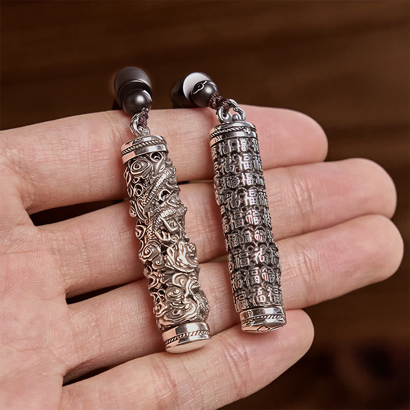 Buddha Stones Kupferne Fu-Charakter-Drachenmuster-Balance-Anhänger-Halskette - image 11