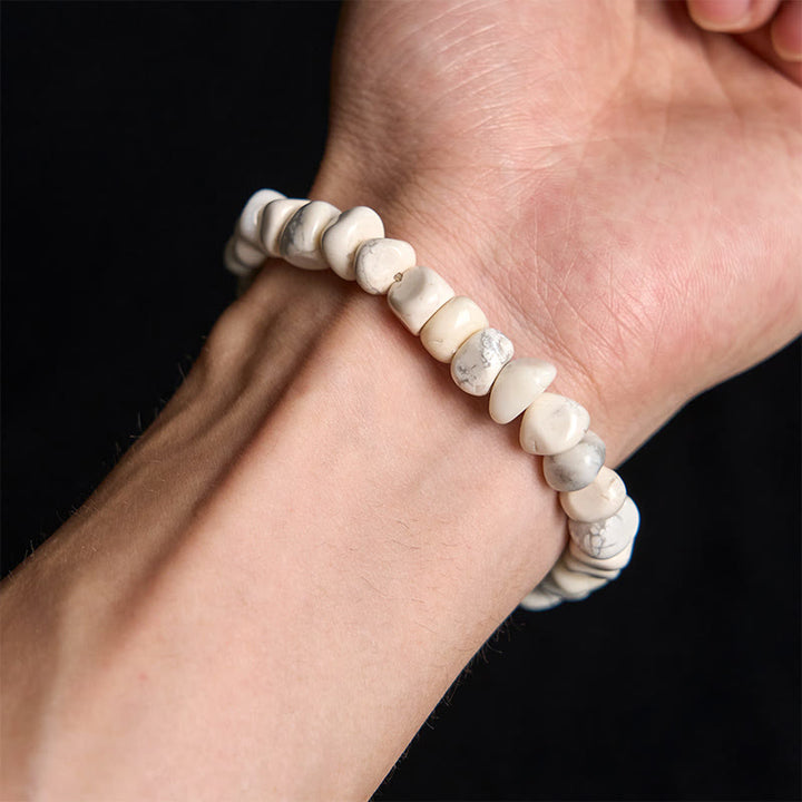 Buddha Stones Weiß Türkis Unregelmäßige Blöcke Mut Armband