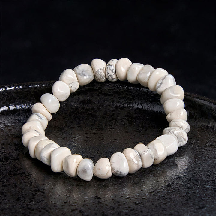 Buddha Stones Weiß Türkis Unregelmäßige Blöcke Mut Armband